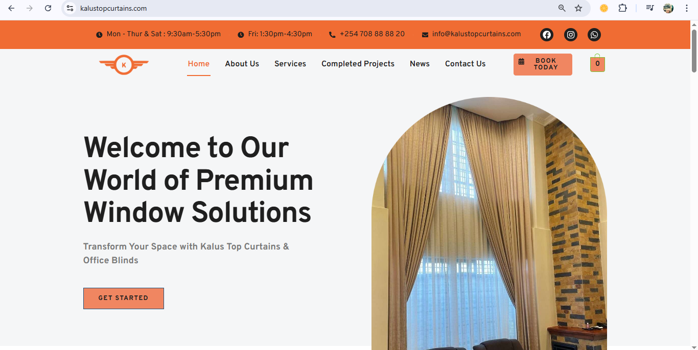 drapery window treatment online shop and installation business website design